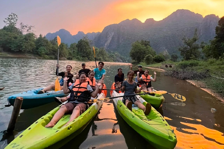 Vang Vieng: Water Cave Tubing & Nam Song River Kayaking Tour