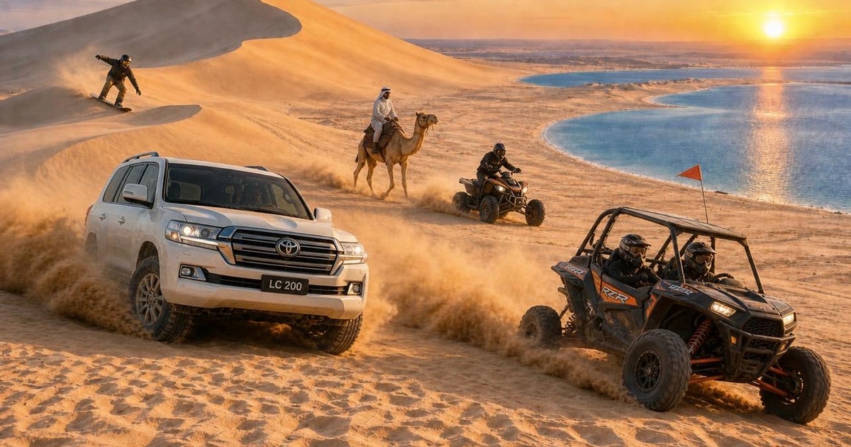 Qatar Shared Desert Safari sandboard camel Ride inland sea - 2026
