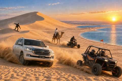 Qatar Shared Desert Safari sandboard camel Ride inland sea - 2026