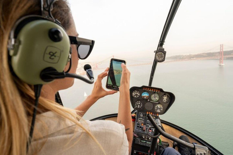 Lisbon: Helicopter Tour in Lisbon and Tagus River Cruise Helicopter Tour + Sunset Cruise
