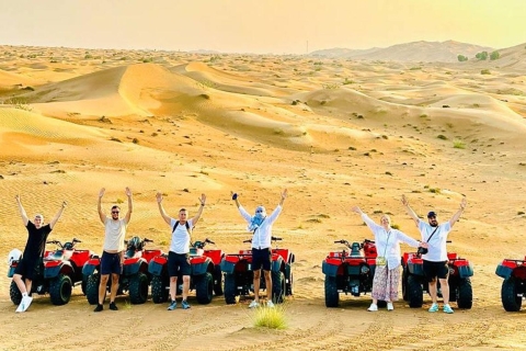 Z Dubaju: poranne pustynne safari i jazda quademPrywatny transfer 1-godzinne safari na quadach z regularną kolacją przy grillu