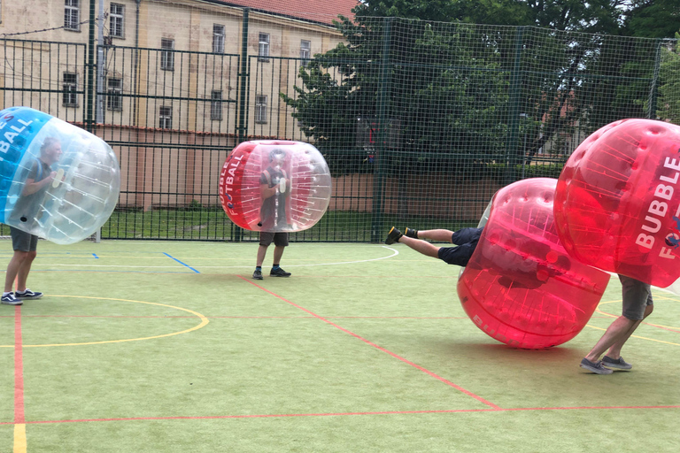 Prague: Bubbles football in city centre of Prague