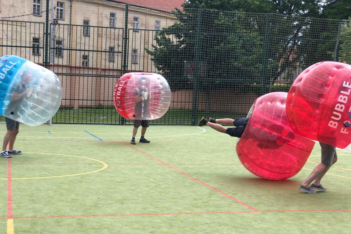 Prague: Bubbles football in city centre of Prague