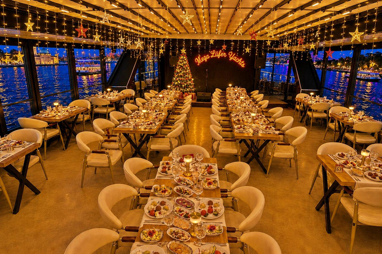Istanbul: New Year's Eve Bosphorus Cruise w/ Dinner Option VIP Dinner Menu, Alcoholic Drinks, and Hotel Transfer