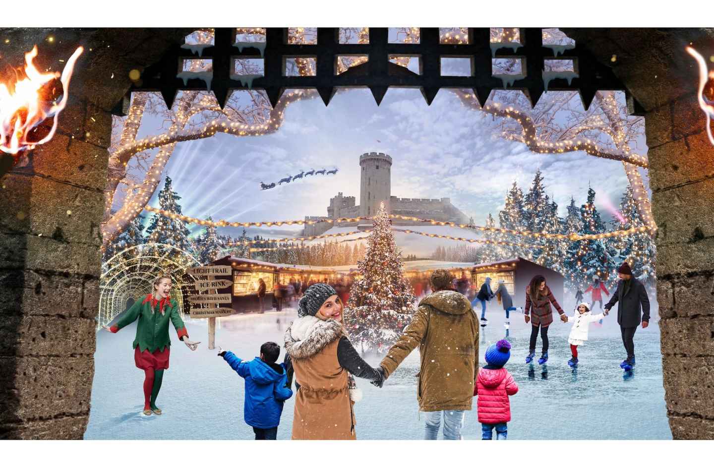 Warwick: Castle Christmas, Skating, and Light Trail Options
