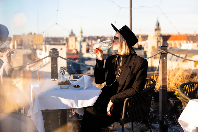 Prague: Sky Bar Aperitivo Menu with Drink & Panoramic Views 1-Hour Option with Aperitivo Menu and 1 Drink