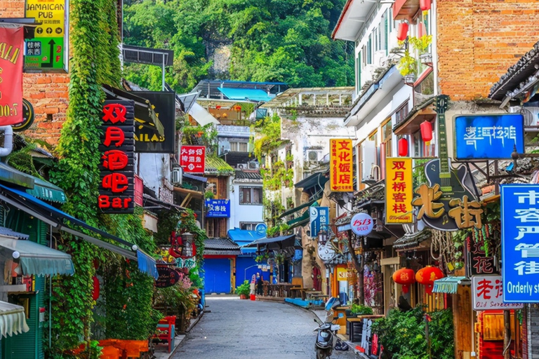 Guilin: Join a group Li river cruise biking west street tour