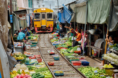 Depuis Bangkok : Marché flottant et marché ferroviaire de Maeklong