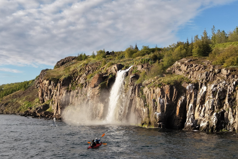 Akureyri: Tandem Kayaking with Geothermal Waterfall Visit