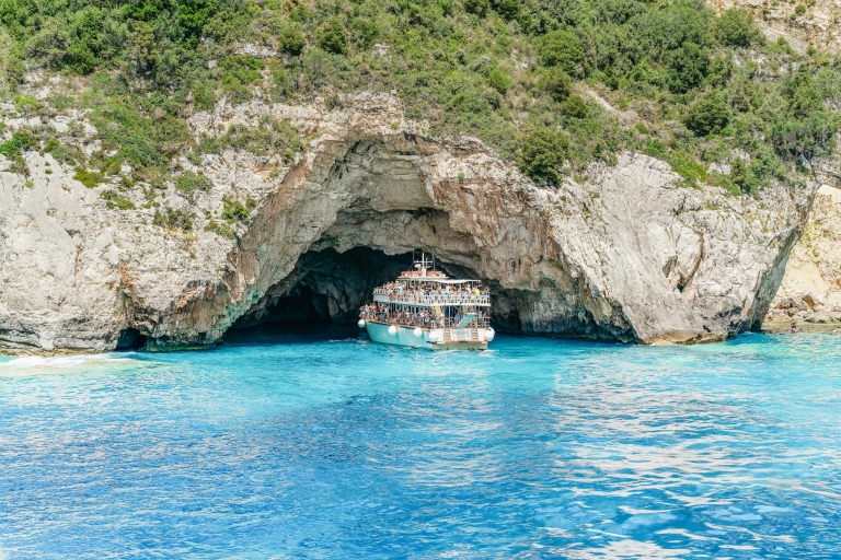 From Corfu Island: Antipaxos & Paxos Blue Caves Boat Cruise Pick-up from Corfu Island to Corfu Port