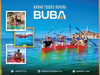 Rovinj: BUBA-KAYAK TOURS, snorkeling, cliff jupming&drinks