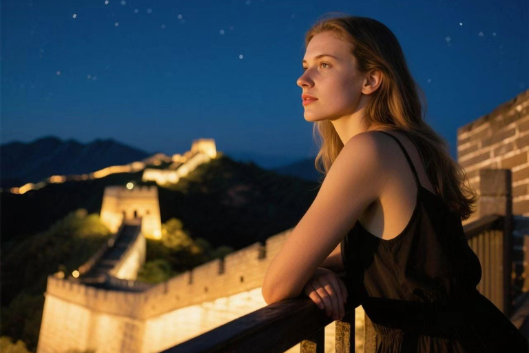 Sunset Glow at Mutianyu Great Wall Night Bus Tour+Ticket Mutianyu Great Wall Night Bus Tour with Ticket + Cable Car