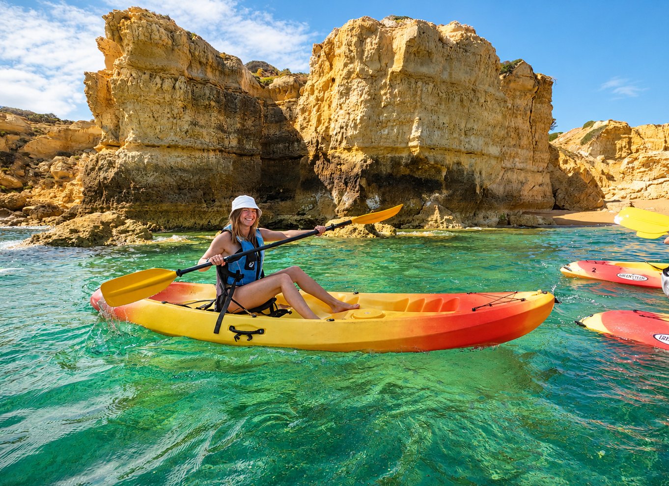 Albufeira: Guidet kajaktur til havgrotter og skjulte strande