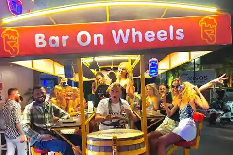 Malia: Party Bike 1 hour Experience & Unlimited Drinks