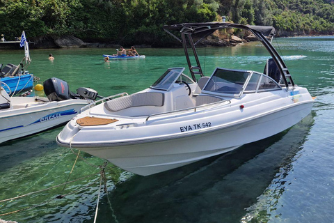 Messinia: Private Boat Trip with Snorkeling and Snacks Private 4 hour cruise • Swim, explore & enjoy local flavors