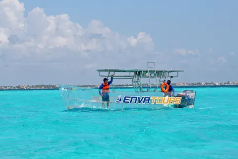 Cancún : tour en bateau transparent de la lagune de Nichupté avec boissons