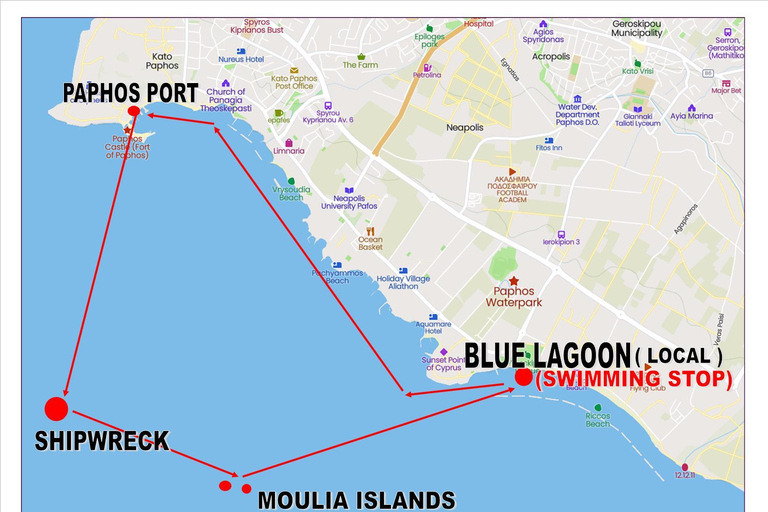 Paphos: de gele boot met glazen bodemPaphos: De boottocht met gele glazen bodem