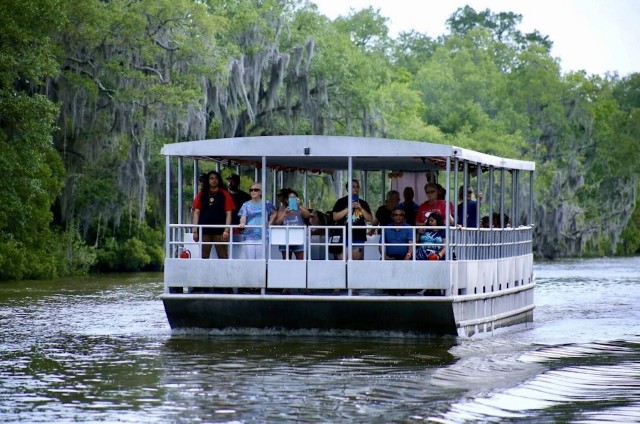 Visit New Orleans Swamp Tour on Covered Pontoon Boat in New Orleans