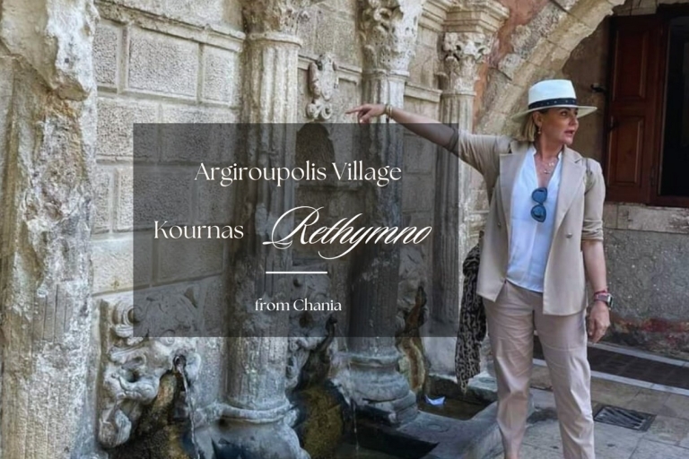 Viaje a Creta: Argyroupoli - Rethymno - Lago Kournas desde Chanialimusina | Vehículo de clase Premium de 3 plazas o SUV