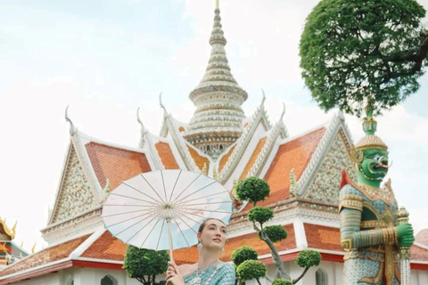 Thai Costume Photoshoot Wat Arun/Wat Pho Option & Boat Trip 1Day ThaiCostume+2hr photographer Wat Arun+Wat Pho+Boat Trip