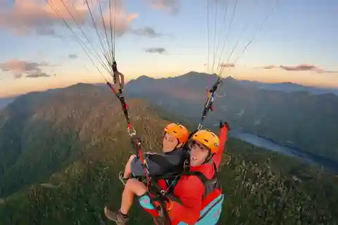 Huerquehue Park from the air with a Paragliding champion
