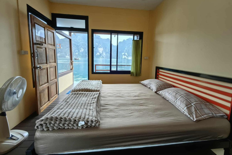 Khao Sok: Overnight Cheow Lan Lake Floating Raft House Join: Raft House Double Fan Room/Private Toilet - Coral Cave