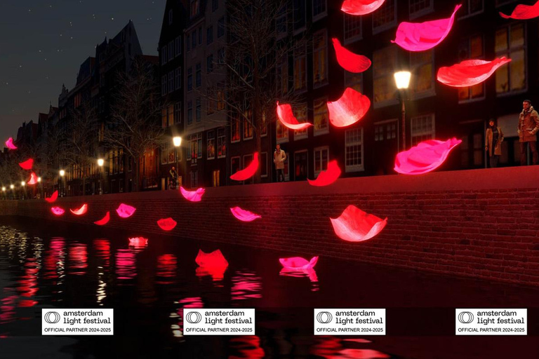 Amsterdam: Ljusfestivalens båtkryssning med valfria dryckerAmsterdam Light Festival-kryssning med 1 dryck