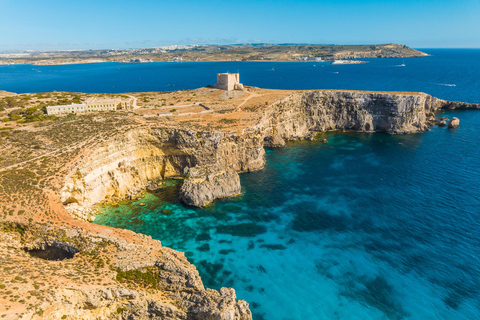 Comino: Crucero en barco a la Laguna Azul, la Laguna de Cristal y las Cuevas