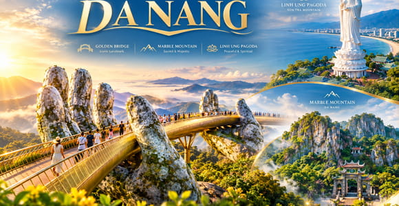 Hoi An/Da Nang: Golden Bridge, Lady Buddha, Marble Mt & Cave