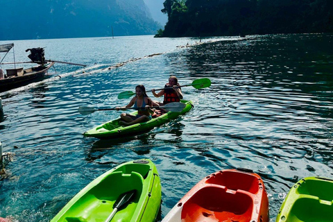 Khao Sok: Overnight Cheow Lan Lake Floating Raft House Join: Raft House Double Fan Room/Private Toilet - Coral Cave