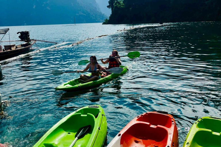 Khao Sok: Overnight Cheow Lan Lake Floating Raft House Join: Raft House Double Fan Room/Private Toilet - Coral Cave