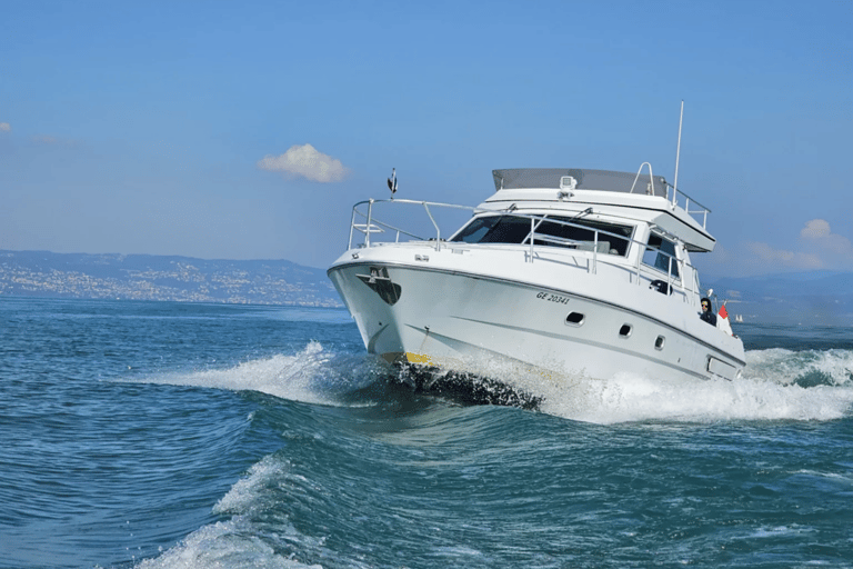 Geneva: Private Boat Cruise with Optional Fondue Private Boat day Lake Geneva (2h)
