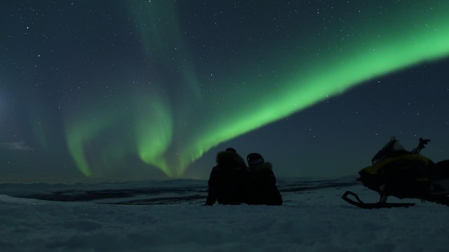 Visit Enjoy the Aurora Show on top of the mountain inc tipi dinner in Kiruna, Sweden