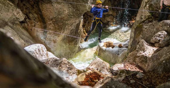Bled/Ljubljana: Klettersteig in der Hvadnik-Schlucht mit Drahtbrücken