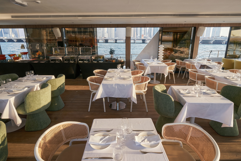 Dubai’s Best Dinner Cruise: Michelin Chef Menu & Live Show Upper Deck Seating