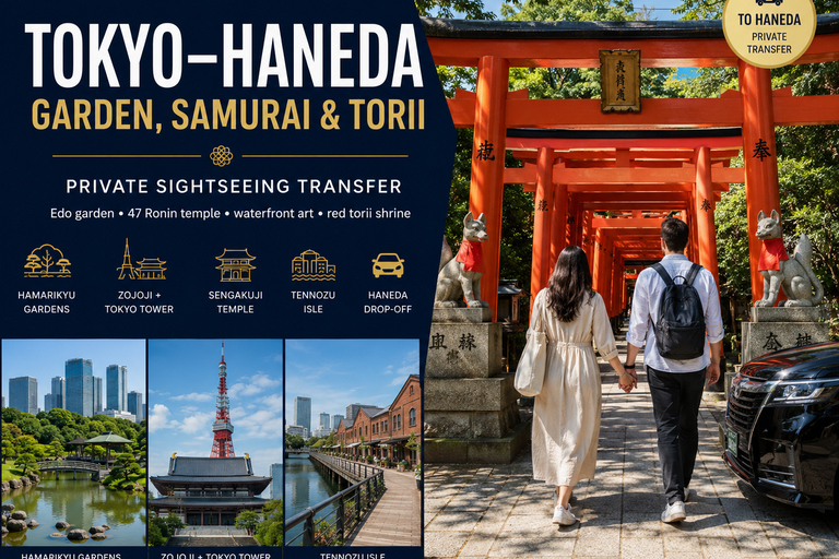 Tokyo–Haneda: Garden, Samurai & Torii Private Tour Tokyo hotel → Haneda Airport