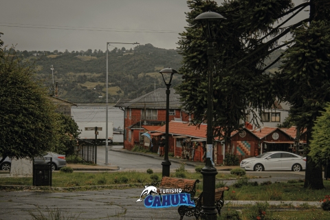 Innere Küste von Chiloé: Straße und Meer.