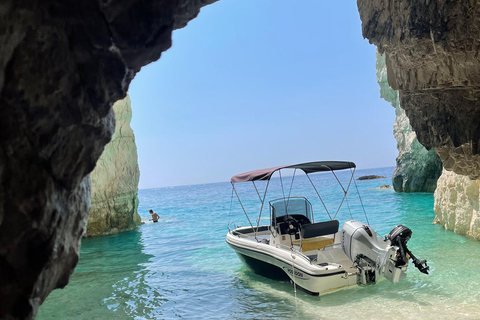Zakynthos: Private Boat Cruise with Skipper or Self-Drive South with Captain:Turtles, Keri & Secret Caves