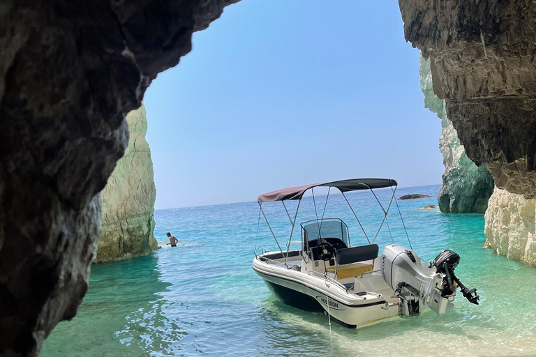 Zakynthos: Private Boat Cruise with Skipper or Self-Drive South with Captain:Turtles, Keri & Secret Caves