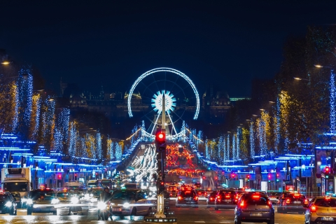 Parijs: avondtour & Moulin Rouge-showShow, halve fles champagne en avondtour door Parijs