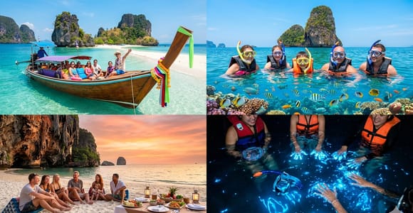 Krabi: 4 Islands Sunset Longtail Boat Cruise with BBQ