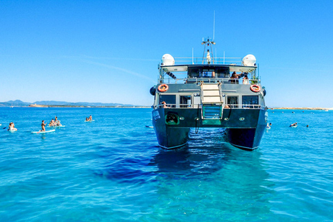 Ibiza: Formentera Boat with Open Bar, 3 meals & Sunset Party ADVANCE: Standard selection of food & open bar option