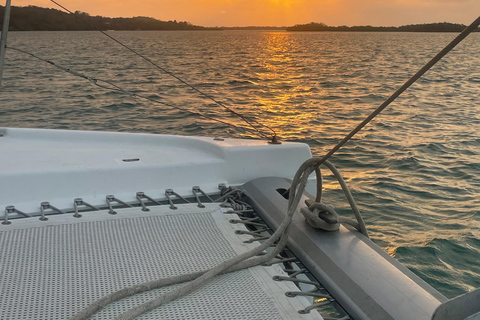 Cartagena: Overnight Catamaran Rosario Islands Trip Catamaran sunset and sleeping