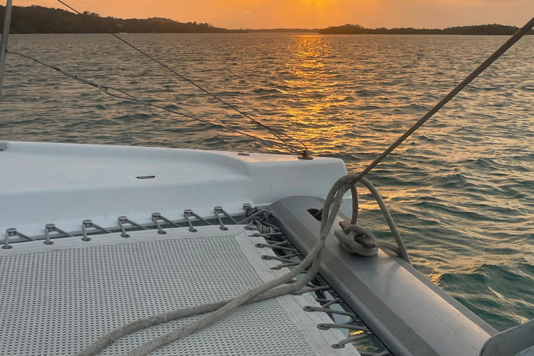 Cartagena: Overnight Catamaran Rosario Islands Trip Catamaran sunset and sleeping