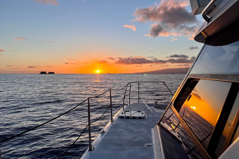 Honolulu: croisière privée en catamaran au coucher du soleil avec un guideHonolulu : croisière privée en catamaran au coucher du soleil avec un guide