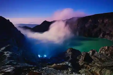 Ijen Crater : Blue Flame, Sunrise, and Sulfur Miners Trek