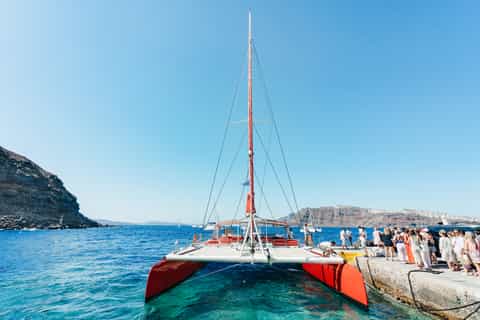 Santorini: Premium Catamaran Cruise with Fresh BBQ & Drinks