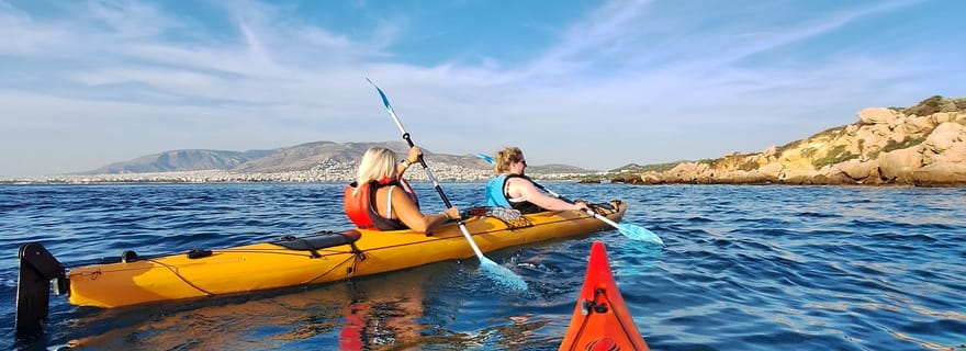 Athènes : Kayak de mer au coucher du soleil