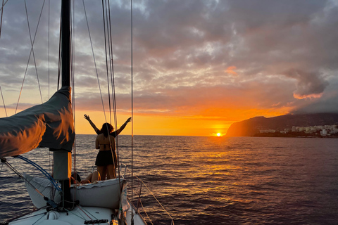 Sunset on a sailing boat