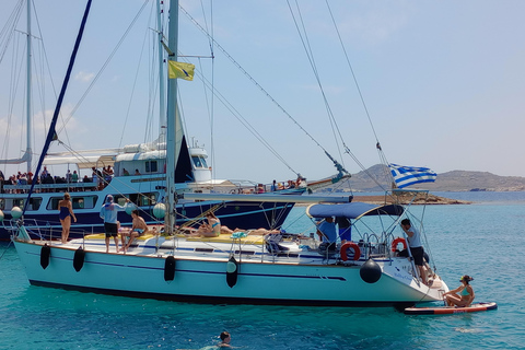 Mykonos: Crucero por la puesta de sol en la isla de Rhenia con traslado y comida